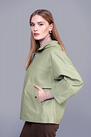 Женская куртка кожаная мятная КК-645 фото